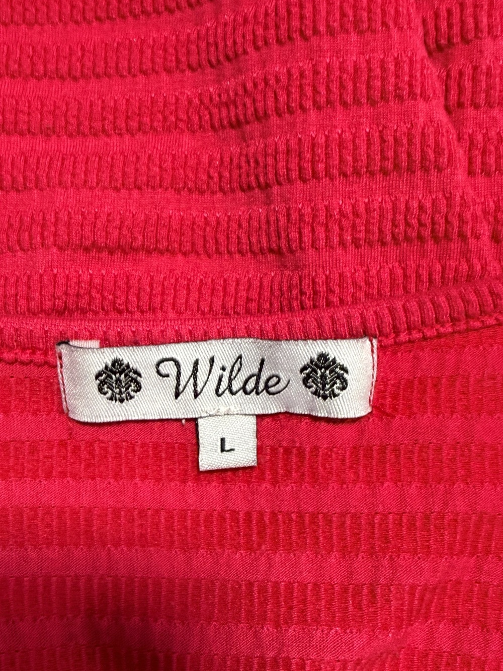 Wilde Raspberry Pink Crinkle Textured Tie-Front Tunic | Size Large - Picture 9 of 10